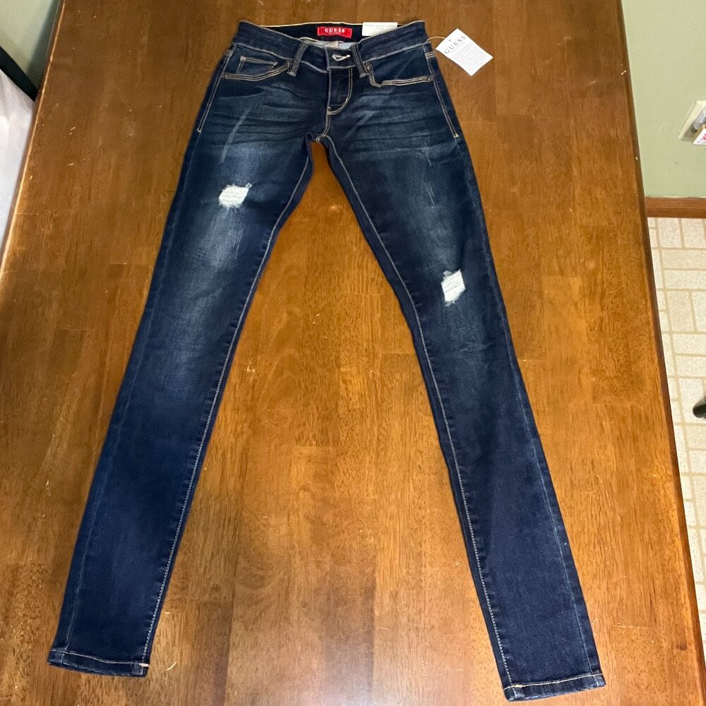 Guess | Dark Wash | Distressed Skinny Jeans